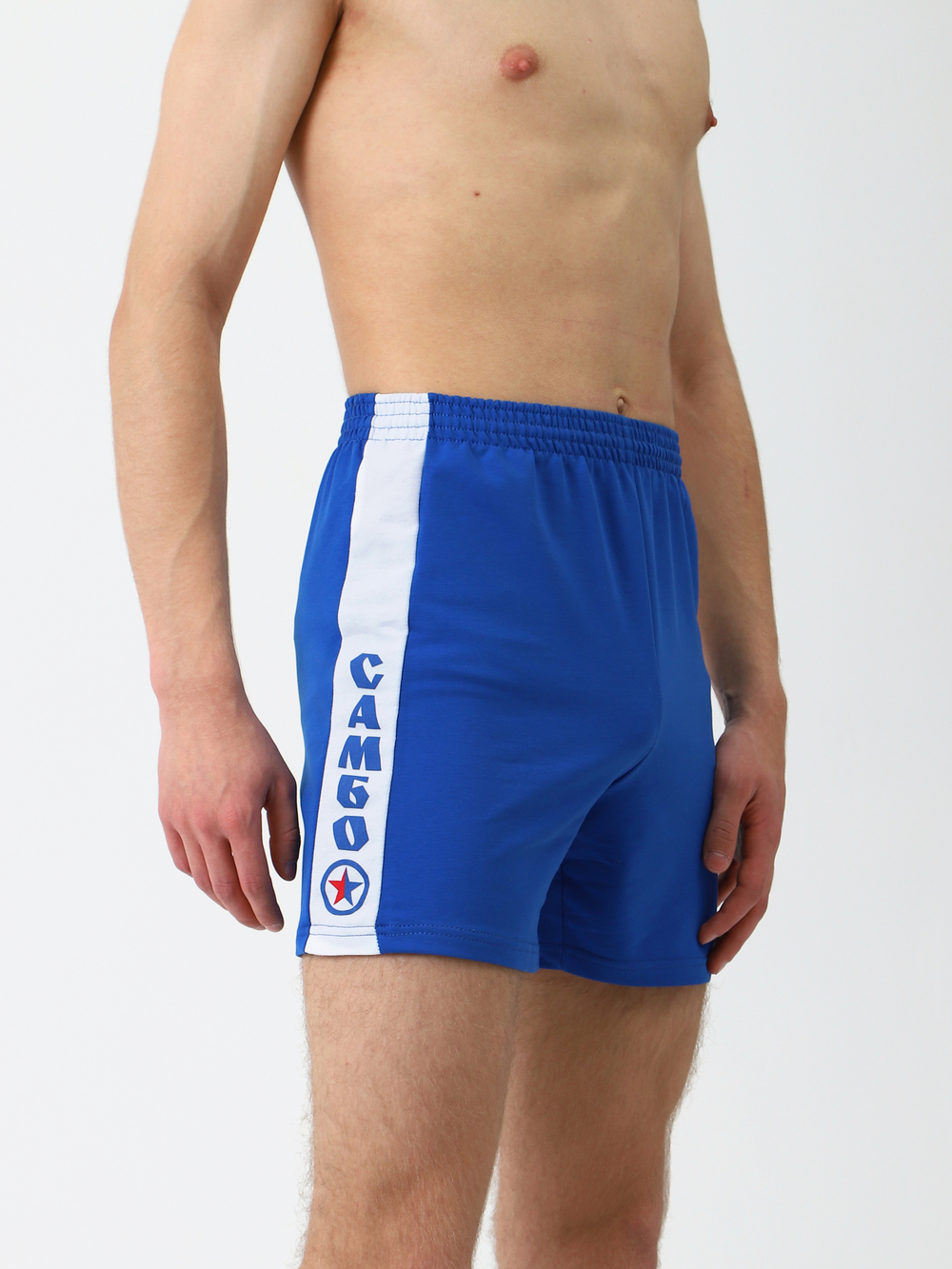 Шорты для САМБО трикотажные с вставками САМБО синие