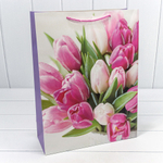Пакет подарочный 31х41.5х12см "Тюльпаны" (Микс)