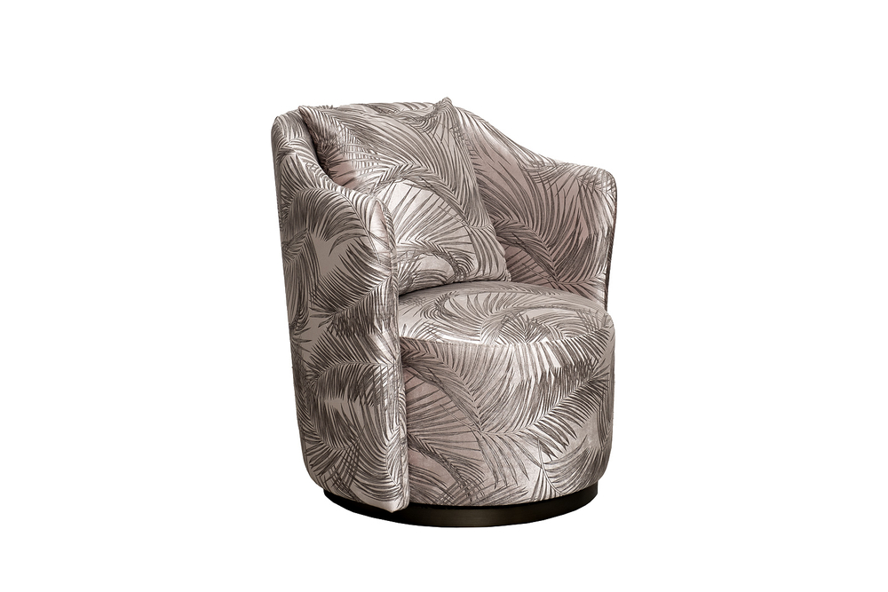 Кресло Верона(Verona) вращающееся,вельвет принт листья Valdes110-BEG/бронза 70x77x80см Garda Decor