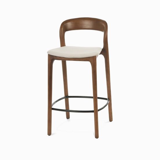 Полубарный стул Canada деревянный сиденье бежевая ткань