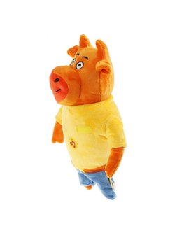 Игрушка мягкая Оранжевая корова папа 30см с музыкальным чипом