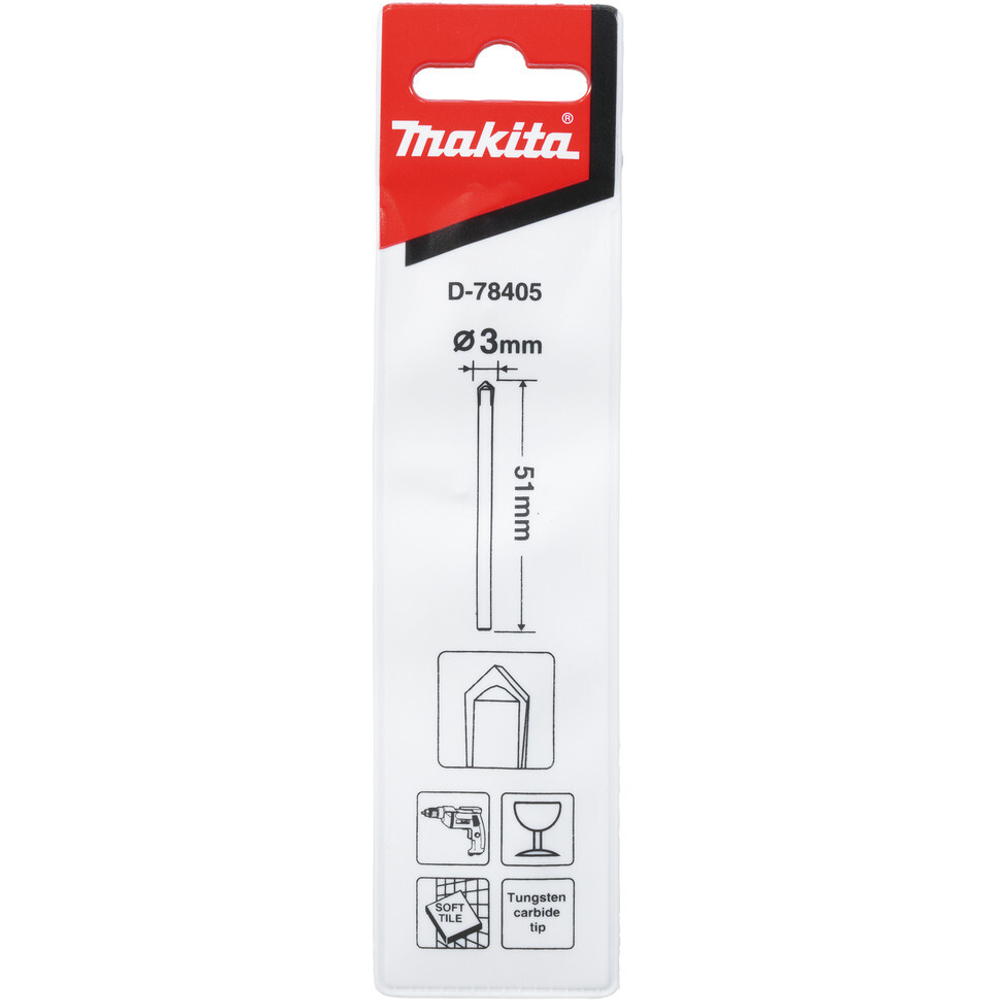 Сверло Makita по стеклу 3*51   D-78405