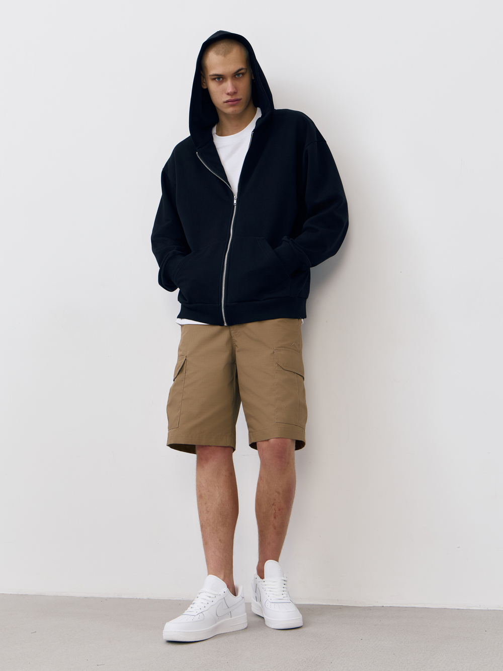 Худи зип с начесом (черный)