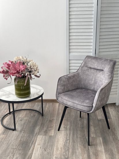 Стул RENLY 180 град. поворот. 7525-180 Серый, велюр / Черный