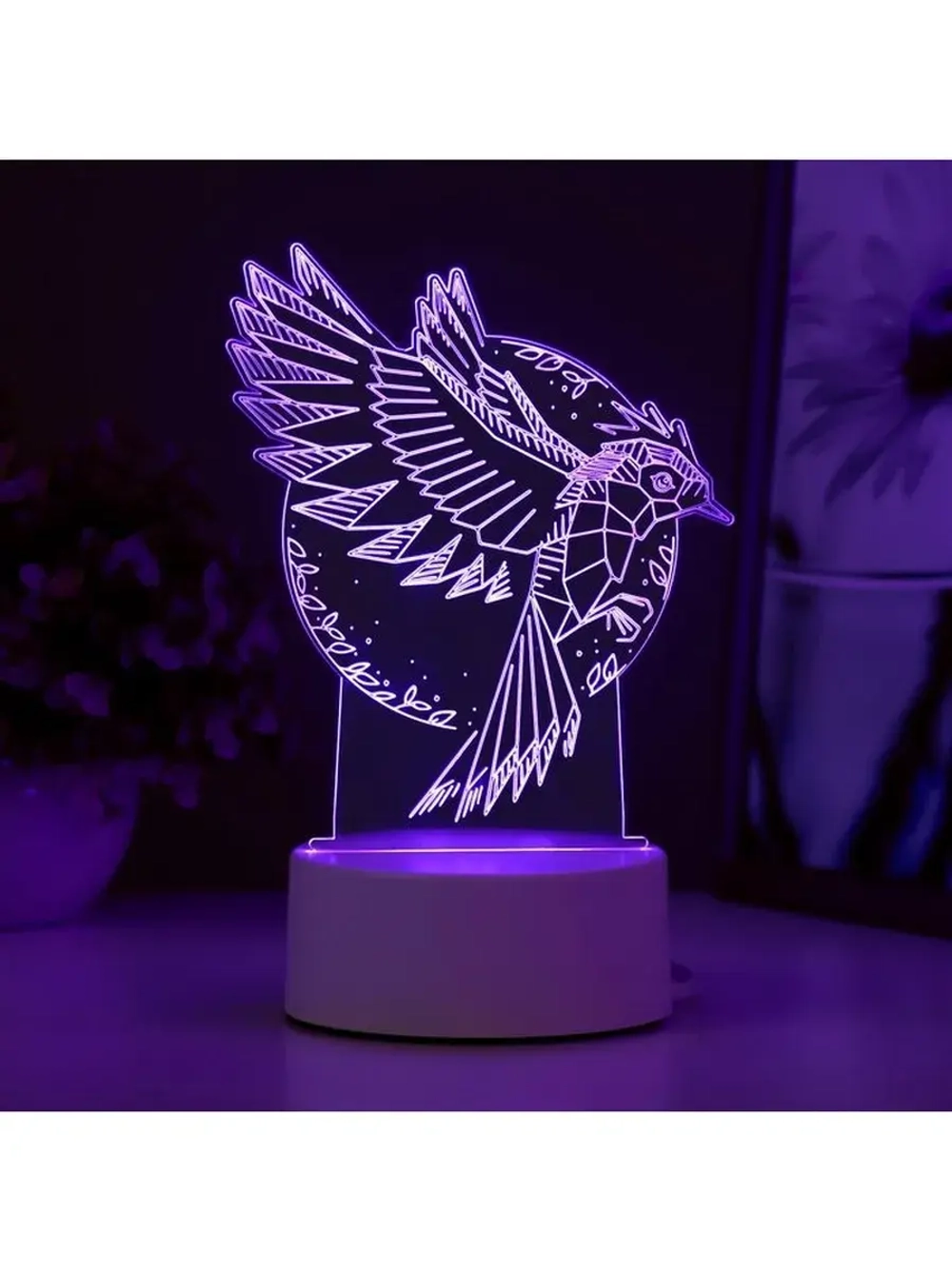 Светильник 3D ночник RISALUX «Птица», LED RGB, от сети, 13.5
