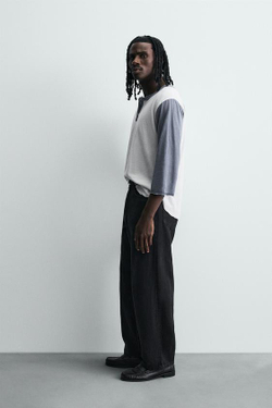 ZARA ЛЕГКИЕ ДЖИНСЫ СВОБОДНОГО КРОЯ WIDE LEG, ЧЕРНЫЙ