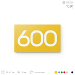 Номер на дверь 600, табличка на дверь для офиса, квартиры, кабинета, аудитории, склада, желтая 120х70 мм, Айдентика Технолоджи