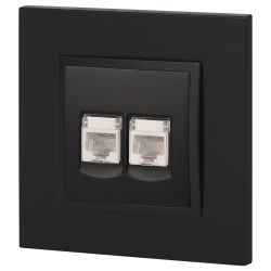 Розетка ЭРА Elegance 14-3108-05 информационная двойная 2хRJ45 IP20 антрацит | Эра Elegance