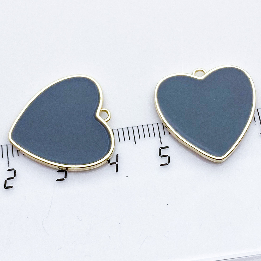 Подвеска Сердце, цвет золото+серый темный, размер 21*20 мм, цена за 1 шт