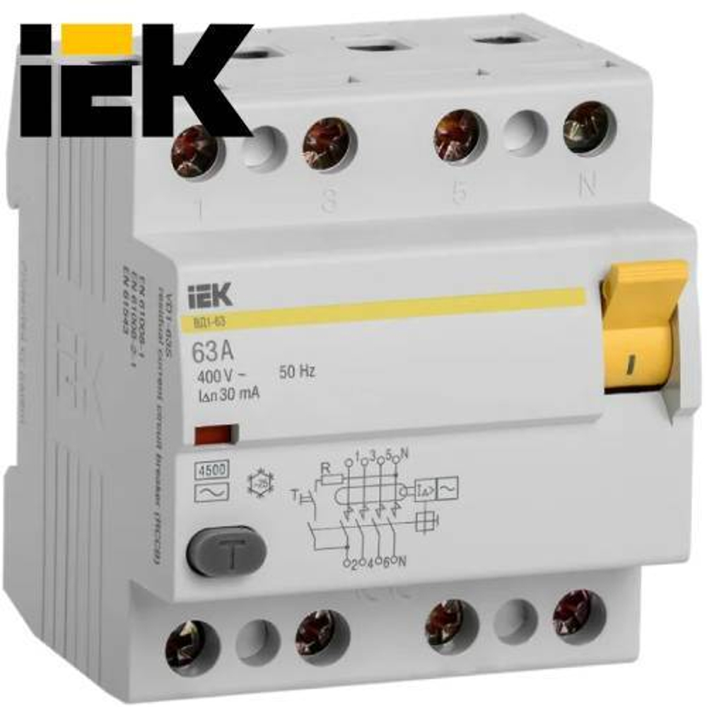 УЗО 4/63А 30ма IEK (ВД1-63)
