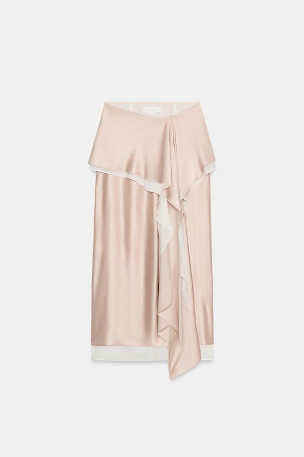 ZARA АТЛАСНАЯ СТРУЯЩАЯСЯ ЮБКА — ZW COLLECTION, ТЕЛЕСНО-РОЗОВЫЙ