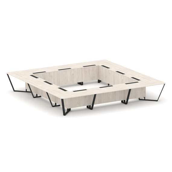 Steel Meet Стол переговорный квадратный KDK-PR.B.SP-24K Денвер Светлый/Металл Черный 4800*4800*750