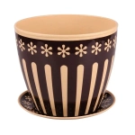 Горшок цветочный Валенсия 3,4л. с под. (бежево-коричневый) (комплект 16 шт)