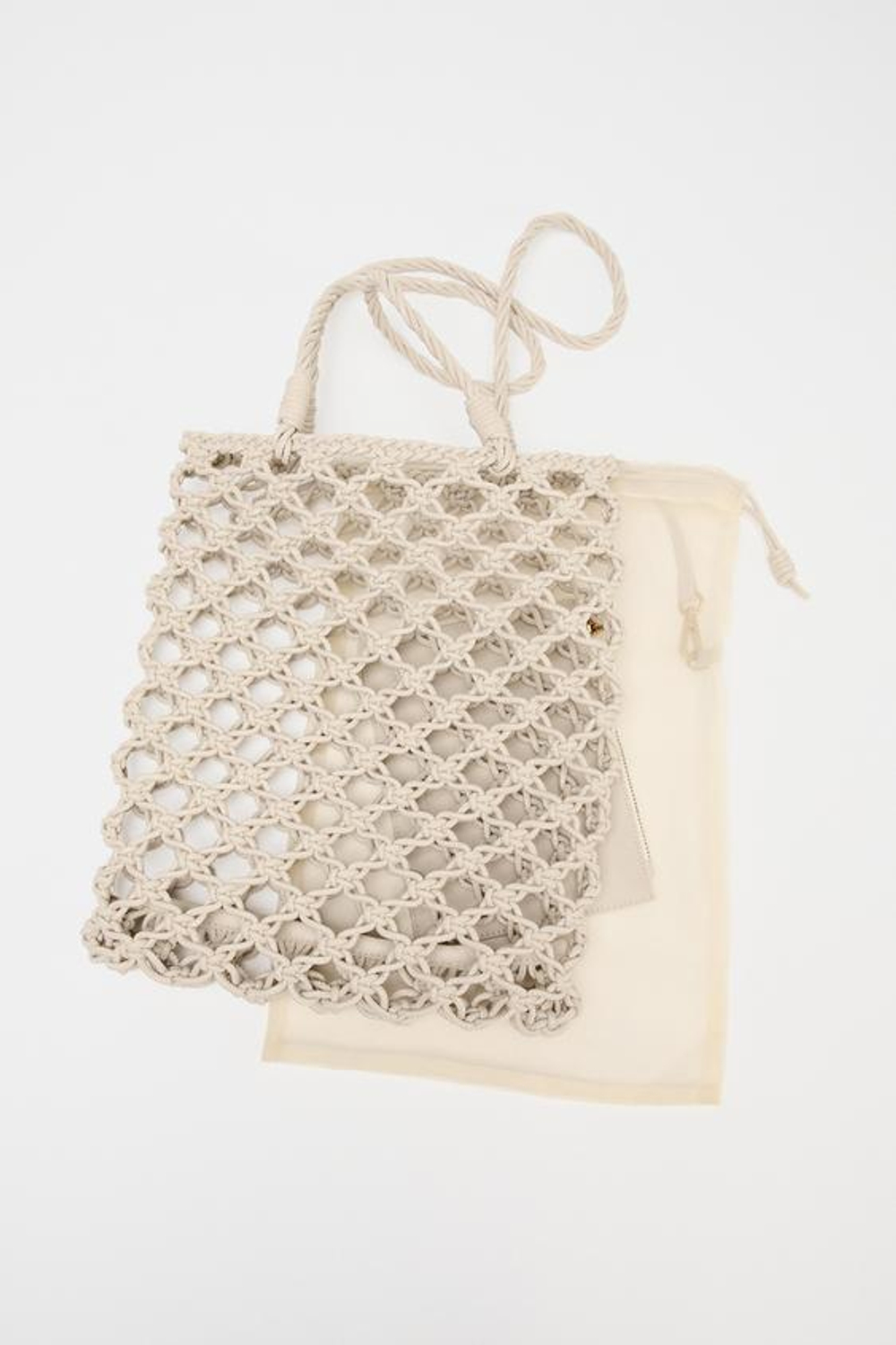 ZARA ПЛЕТЕНАЯ СУМКА-ШОПЕР, ЭКРЮ