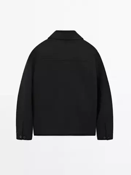 Massimo Dutti Двуслойная шерстяная куртка, темно-синий