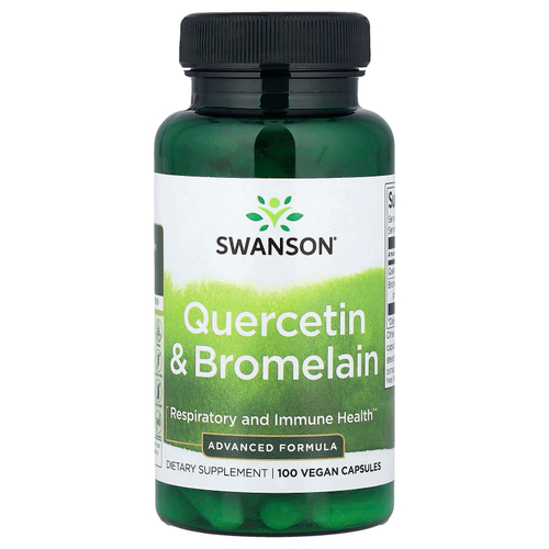 Swanson, Кверцетин и бромелаин, 100 веганских капсул