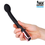 Черный перезаряжаемый вибростимулятор простаты - 22 см.