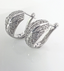 Серьги серебряные Эстерелла, проба 925, родированные, с фианитом/Ф