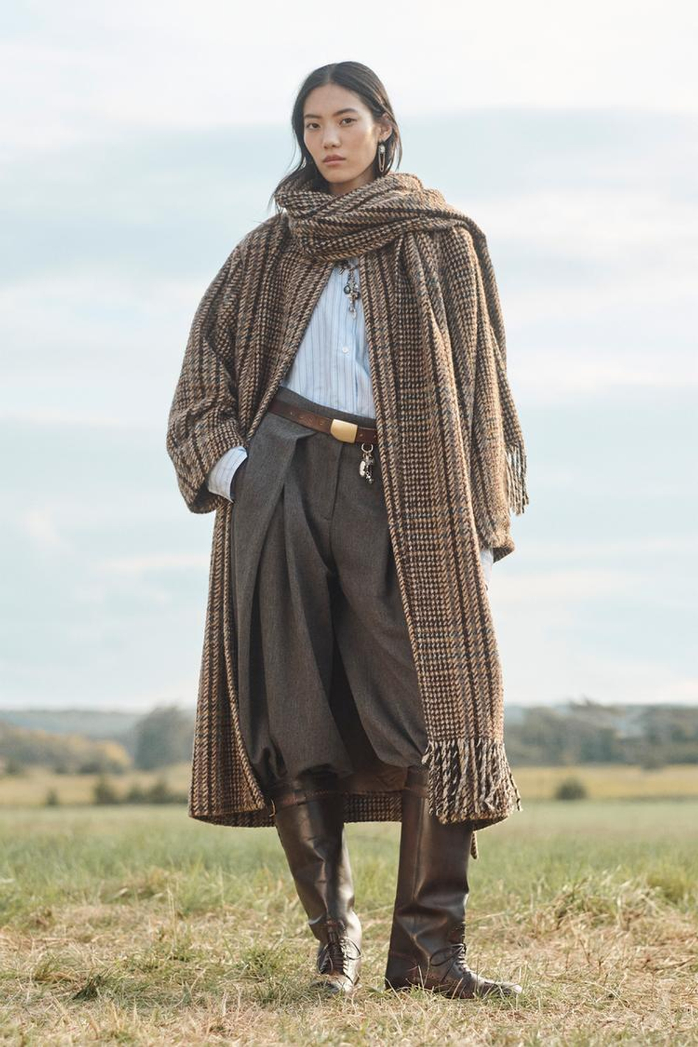 ZARA ПАЛЬТО ИЗ СМЕСОВОЙ ШЕРСТИ, КОРИЧНЕВЫЙ