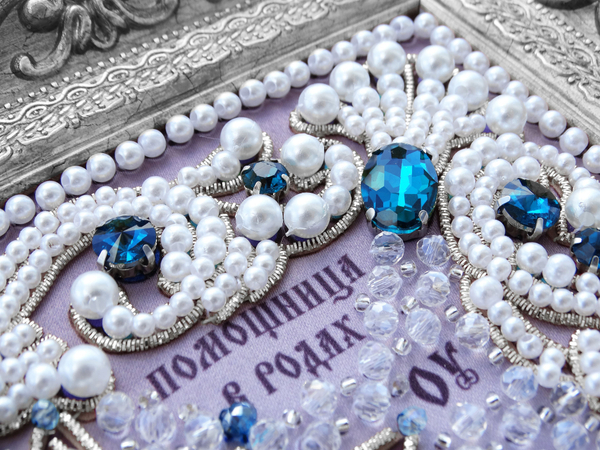 ЖС-16-СЛ Набор для вышивания хрустальными камнями Богородица Помощница в родах (лазурный)