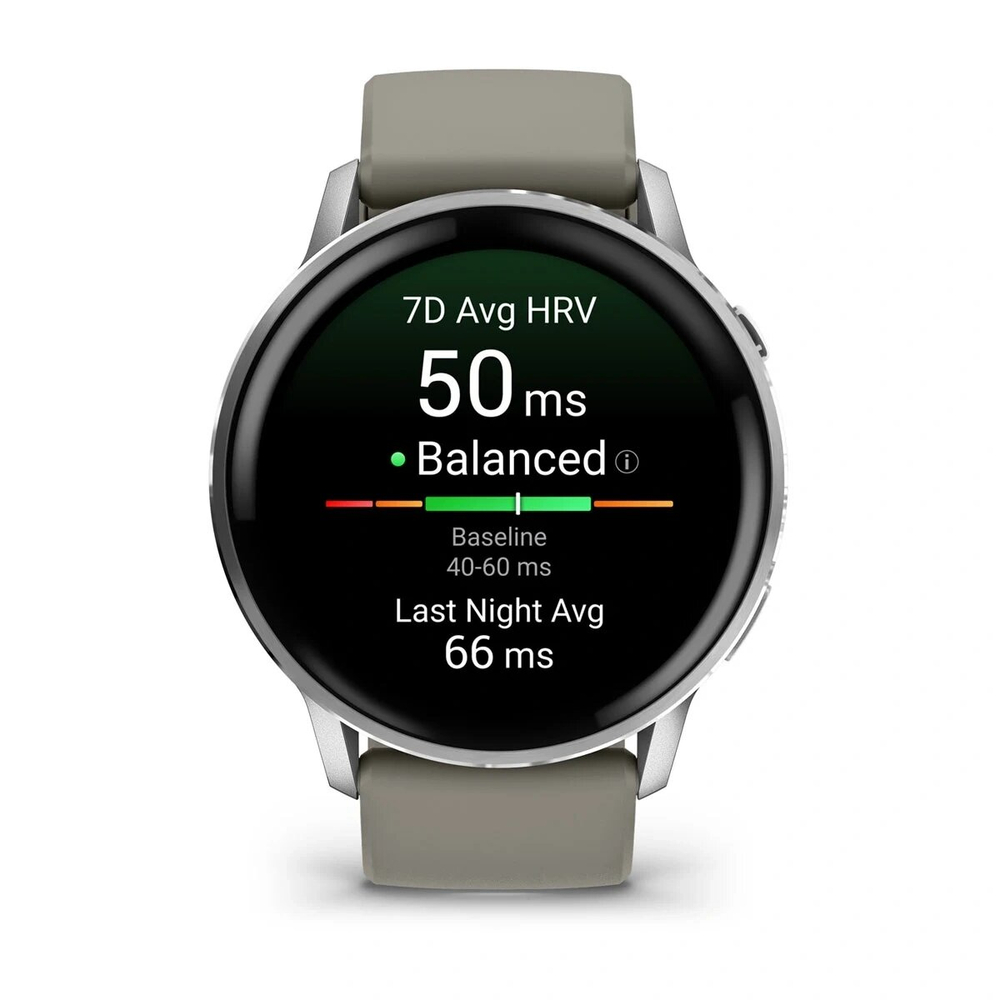 Умные часы Garmin Venu 4 45мм Серебристые с серым силиконовым ремешком (010-03014-41)