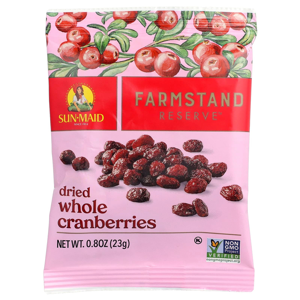 Sun-Maid, Farmстандарт Reserve™, сушеная цельная клюква, 5 пакетиков по 23 г (0,8 унции)