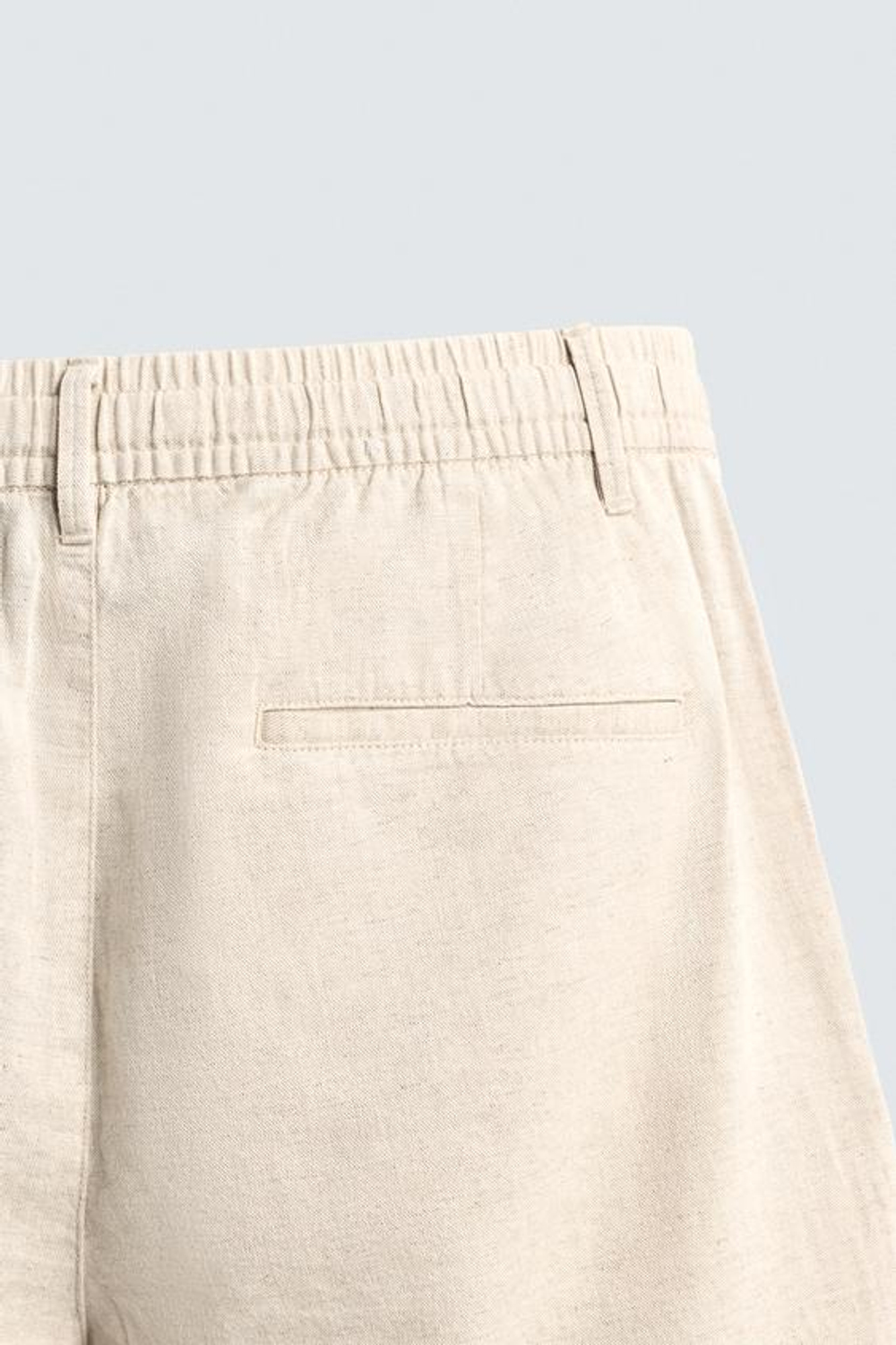 ZARA ШОРТЫ RELAXED FIT ИЗ ХЛОПКА И ЛЬНА, СВЕТЛО-БЕЖЕВЫЙ