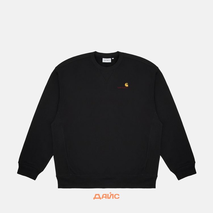 Толстовка мужская Carhartt WIP American Script Sweatshirt артикул:I025475_black - купить в магазине Дайс