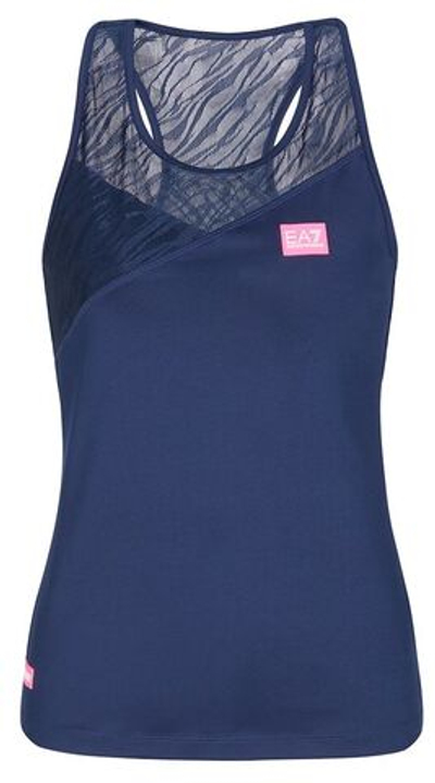 Женский топ теннисный EA7 Woman Jersey Tank - navy blue