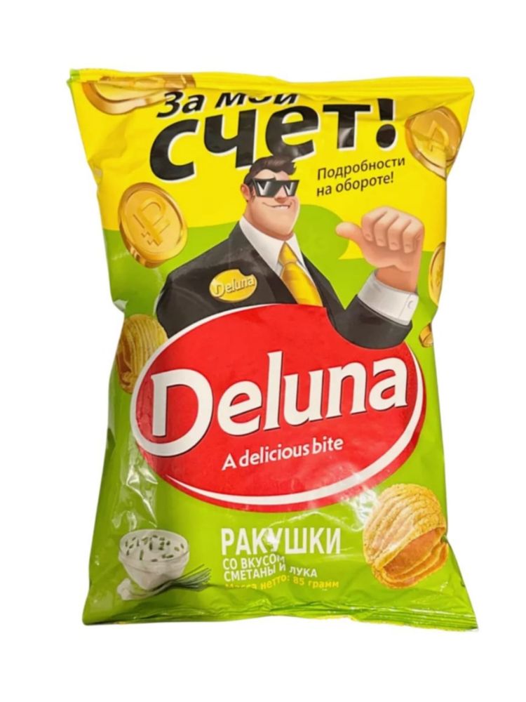 Кукурузные снеки Deluna Сметана и лук 85 г