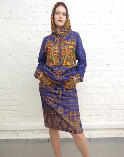 Комплект (худи и юбка), по мотивам старинного русского орнамента