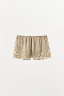 ZARA ШОРТЫ С ВЫШИВКОЙ — ZW COLLECTION, СЕРЫЙ/БЕЖЕВЫЙ