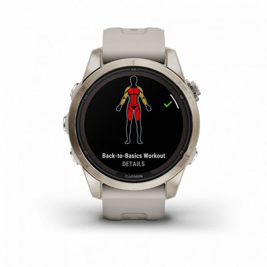 Умные часы FENIX 7S PRO Sapphire Solar золотистый корпус со светло-песочным ремешком