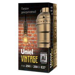 DLC-V-H01-E27 BRONZE Патрон декоративный. серия Vintage. Без выключателя. Материал алюминий. Цвет бронза. ТМ Uniel.