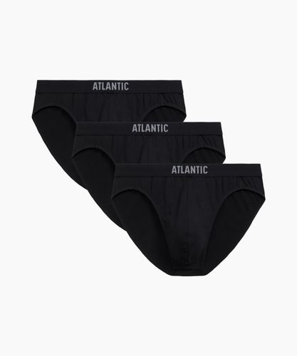 Мужские трусы слипы спорт Atlantic, набор 3 шт., хлопок, черные, 3MP-094