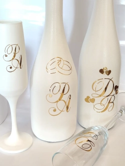 Наклейки свадебные зеркальное золото инициалы " Ш "