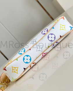 Сумка-клатч Louis Vuitton x Takashi Murakami Pochette женская белая c цветными узорами