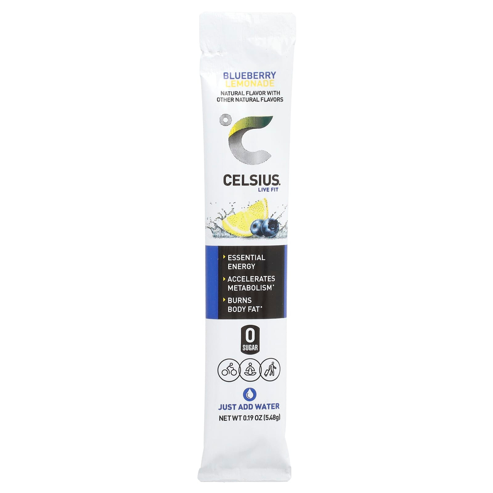 Celsius, Live Fit, черничный лимонад, 14 пакетиков, по 5,48 г (0,19 унции)