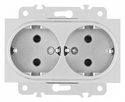 Розетка двойная с заземлением, без рамки Arte Milano am-203 203.40-2.silver
