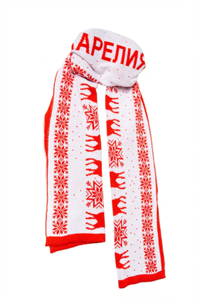 Вязаный шарф с карельскими узорами "Карелия"