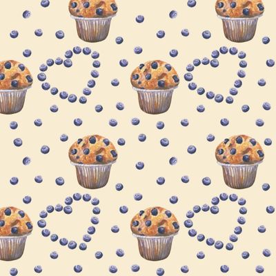 Черничные кексы на кремово-желтом / Blueberry muffins on creme yellow