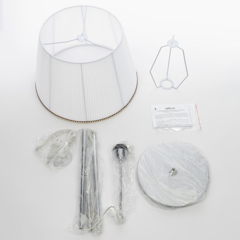 Citilux Линц CL402970 Торшер хром с белым абажуром