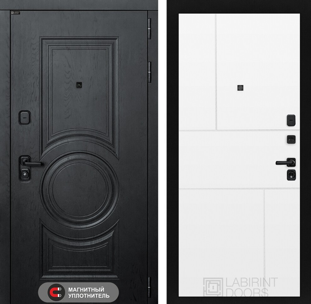 Входная металлическая дверь Лабиринт GRAND (Гранд) Альберо блэк / 21 Белый софт
