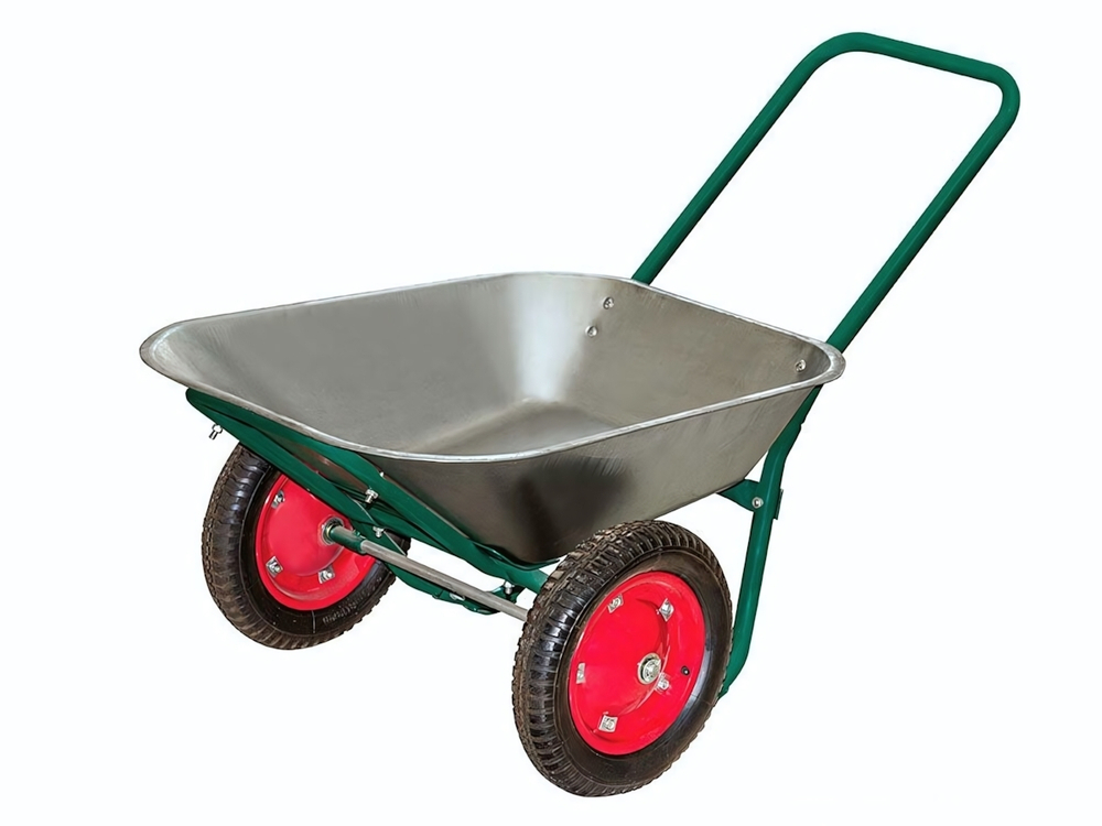 Тачка 65л садовая оцинкованная 150кг 2 пневматических колеса 330мм П-ручка WB 4207-2