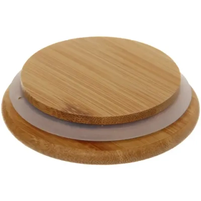 Стакан стеклянный с двойными стенками 250мл «Хай-Тек» с бамбуковой крышкой