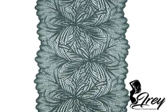 1079 ОПТ Кружево эластичное 19 см, Италия, мандала, бальзамический зеленый