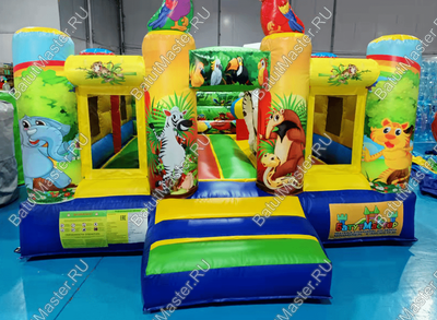 Детский надувной батут "Попугайчики" без горки, размер 4*3,5*2,2 м