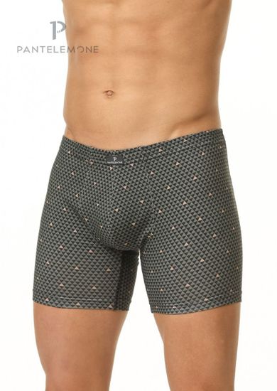 Трусы мужские боксеры удлинённые Pantelemone PMHL-1370, треугольники серо-зеленые