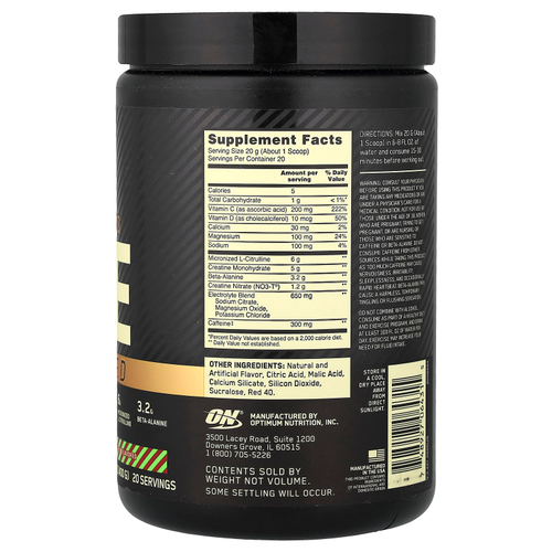 Optimum Nutrition, Gold Standard Pre Advanced, мохито с малиной и лаймом, 400 г (14,1 унции)