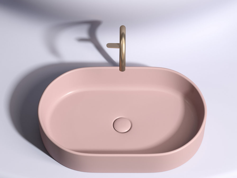 Умывальник чаша накладная овальная (цвет Розовый Матовый) Element 608x385x122мм